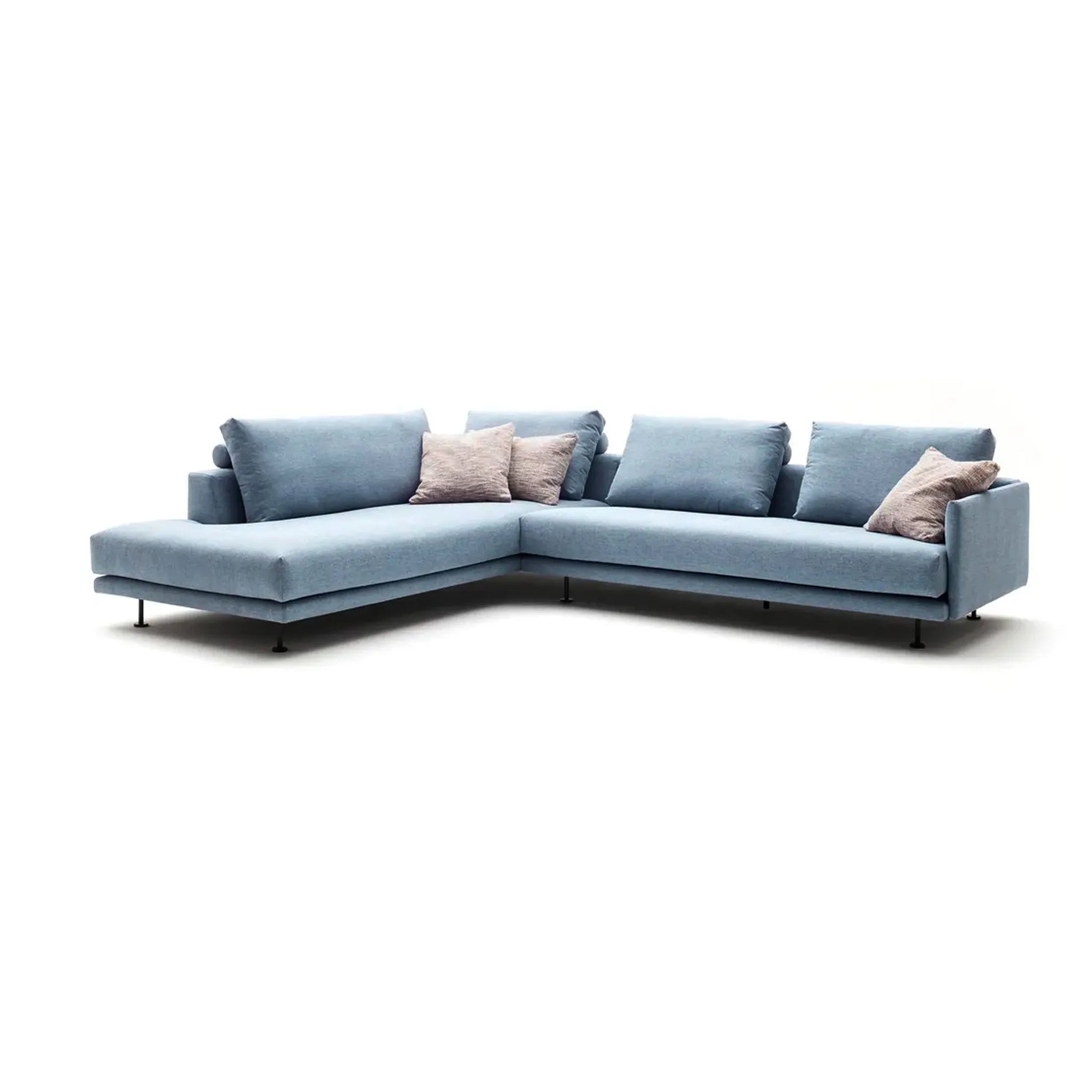 Helles blauer Jovella Eckabschluss Modulsofa von Wohnart mit bequemen Sitzkissen und modernen Design.