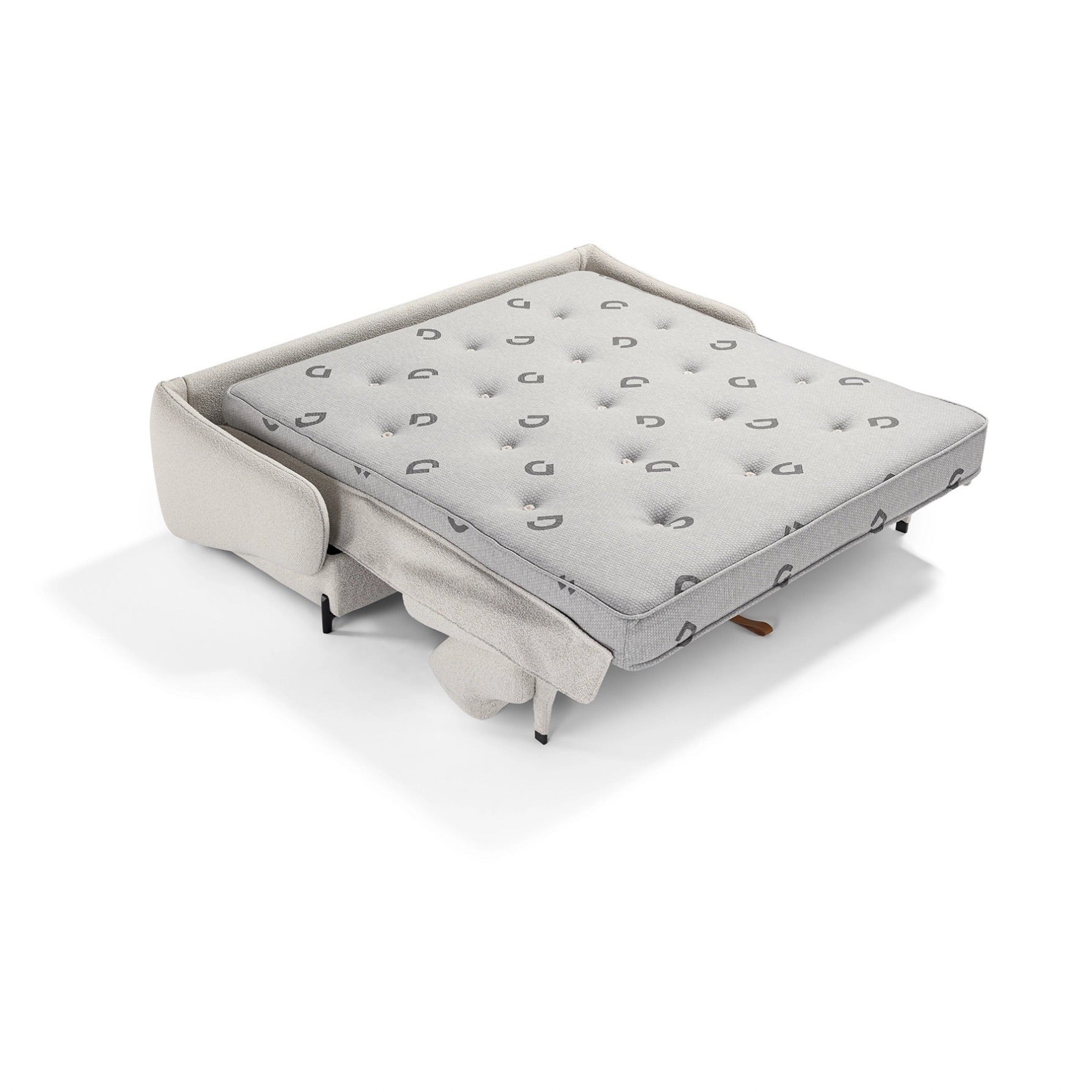 Dienne Salotti Schlafsofa_Tea_in_Stoff_beige_ausgeklappt_als_bett_Premium-Box